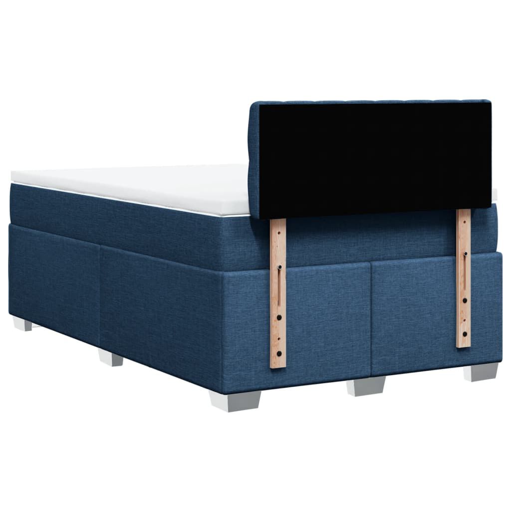 vidaXL Κρεβάτι Boxspring με Στρώμα Μπλε 120x200 εκ. Υφασμάτινο