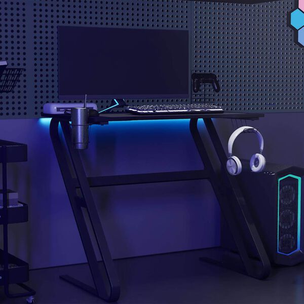 vidaXL Γραφείο Gaming Μαύρο 90 x 60 x 75 εκ. με Πόδια σε Σχήμα ΖΖ
