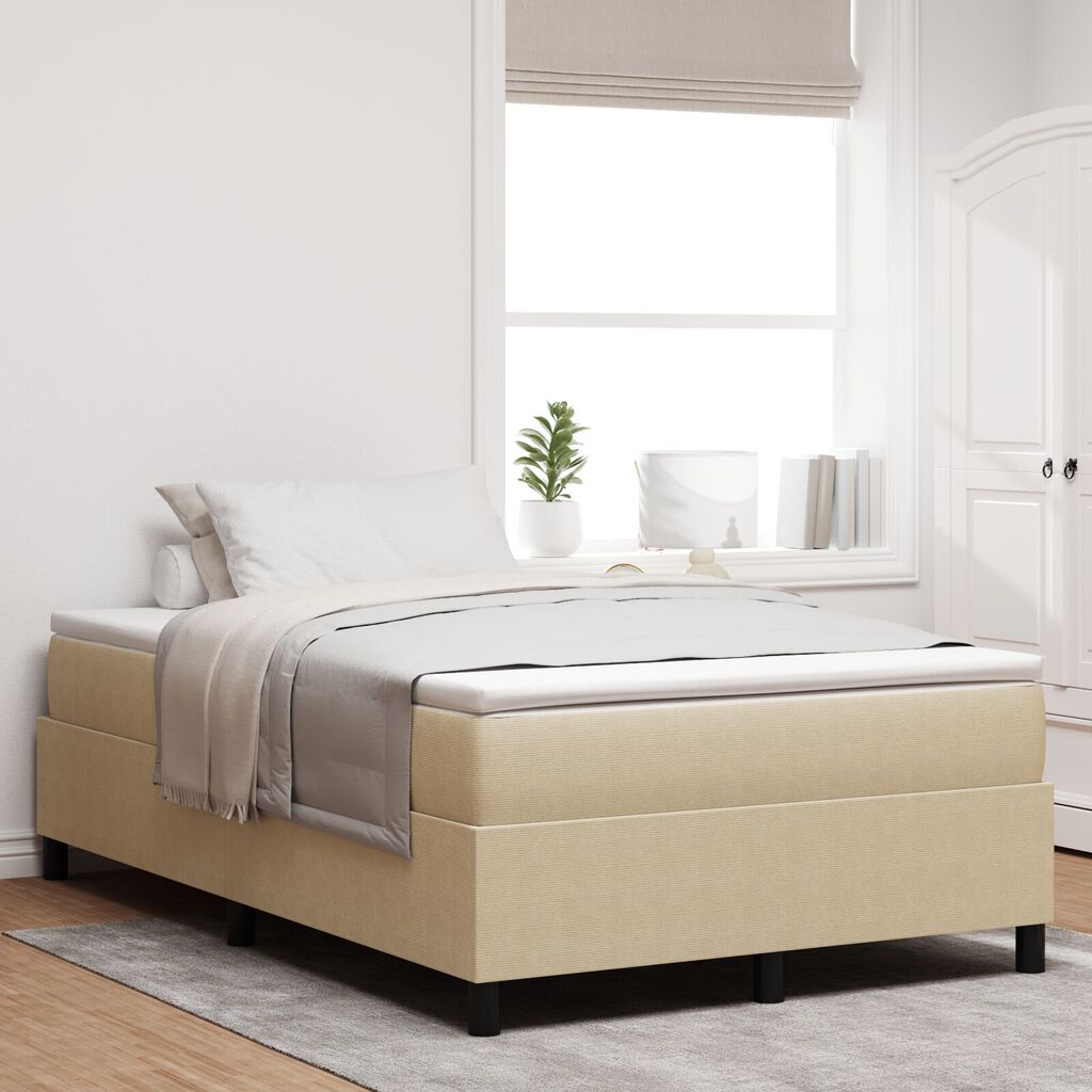 vidaXL Κρεβάτι Box Spring με Στρώμα Λευκό Γκρι 120x200 εκ. Ύφασμα Κοτλέ