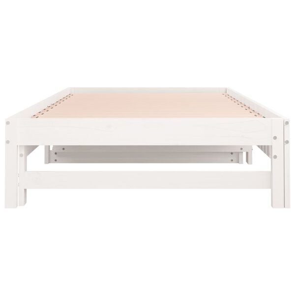 vidaXL Καναπές Κρεβάτι Συρόμενος Λευκός 2x(90x190) εκ. από Μασίφ Πεύκο