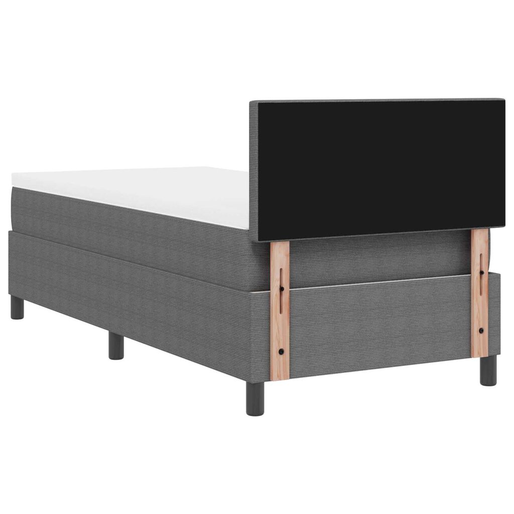 vidaXL Κρεβάτι με ελατήρια με Στρώμα & LED Φως Γκρι 80x200 εκ Ύφασμα κορντούρας