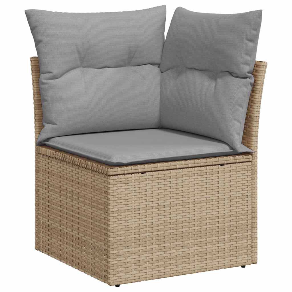 vidaXL Σετ Καναπέ Κήπου με αποθήκευση 7 pcs Μπεζ Πολυ ράταν