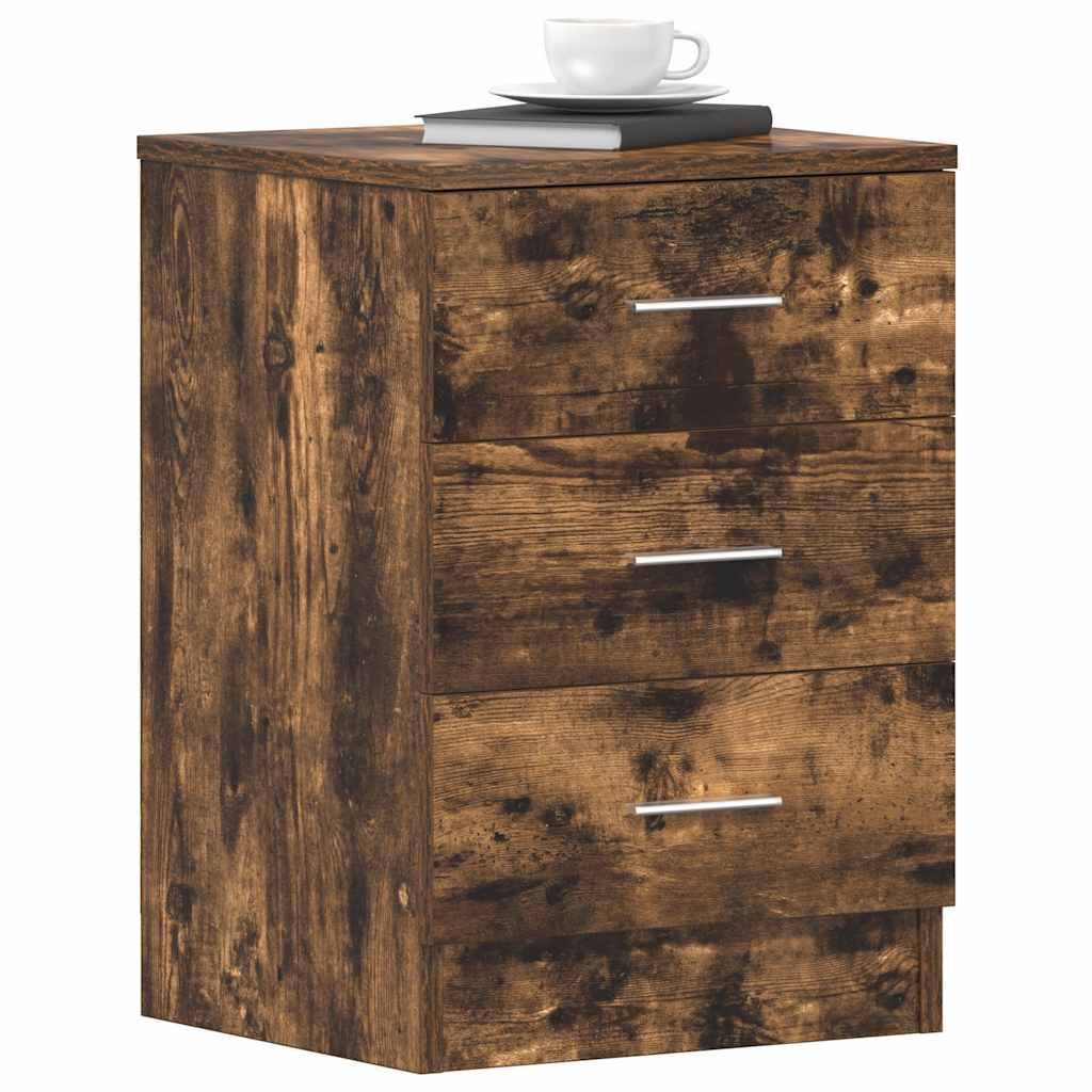 vidaXL Κομοδίνα 2 Τεμ. Καπνιστή Δρυς 38x35x56 εκ. από Επεξεργ. Ξύλο