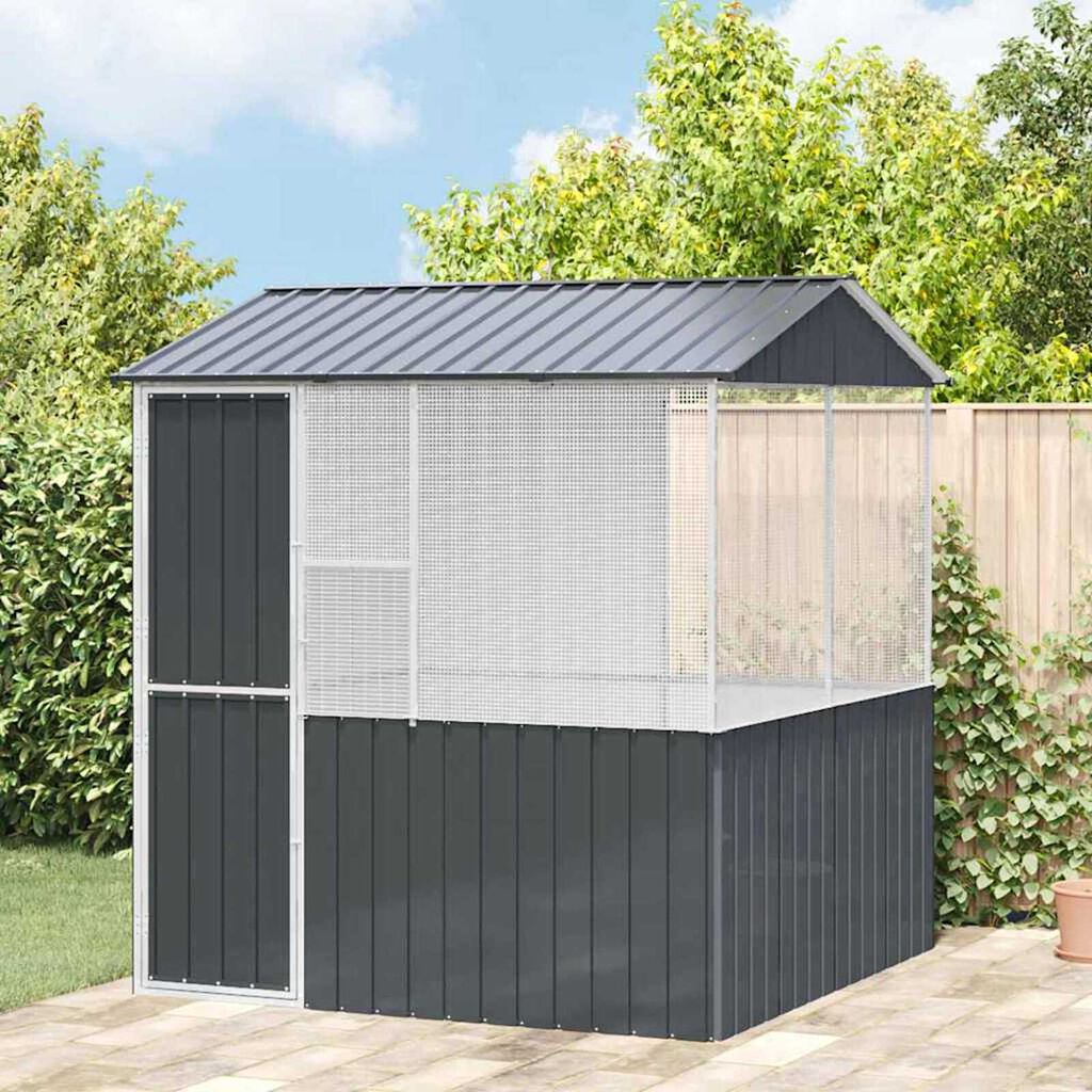 vidaXL Κλουβί Πουλιών Ανθρακί 215 x 209 x 230 εκ Γαλβανισμένος χάλυβας