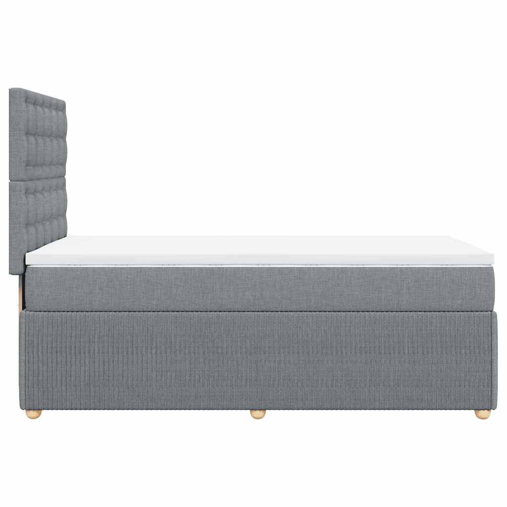 vidaXL Κρεβάτι Boxspring με Στρώμα Ανοιχτό Γκρι 100x200 εκ. Υφασμάτινο