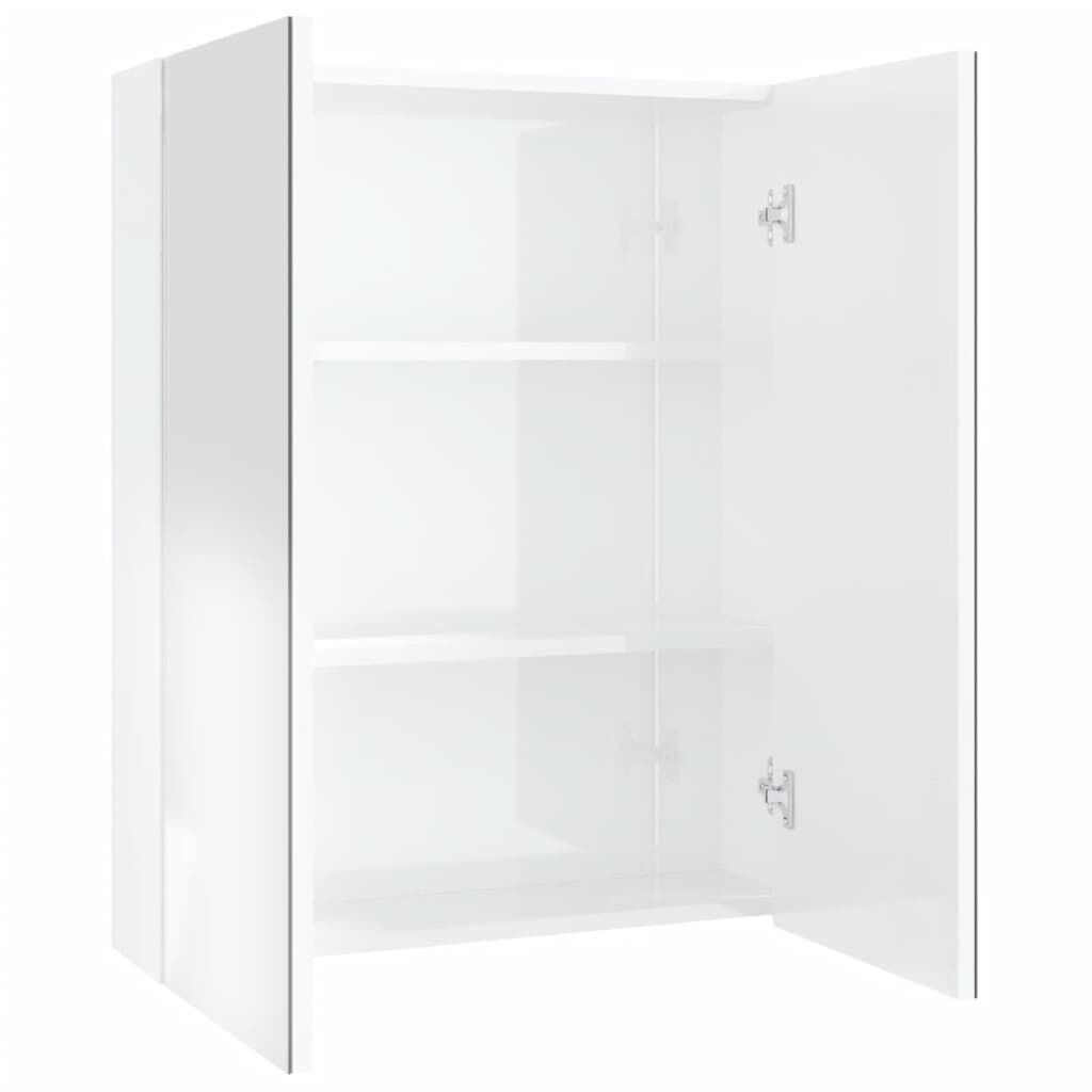 vidaXL Ντουλάπι Μπάνιου με Καθρέφτη 60x15x75 εκ. Λαμπερό Λευκό από MDF