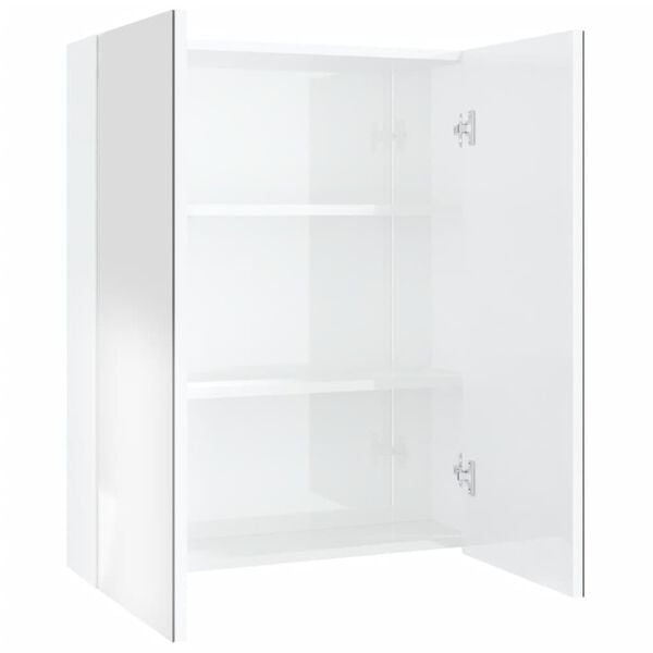vidaXL Ντουλάπι Μπάνιου με Καθρέφτη 60x15x75 εκ. Λαμπερό Λευκό από MDF