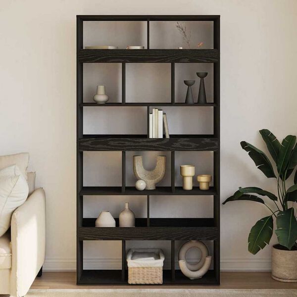 vidaXL Βιβλιοθήκη Μαύρη δρυς 100 x 33 x 187.5 εκ. Επεξεργασμένο ξύλο