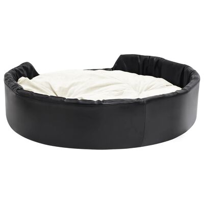 vidaXL Κρεβάτι Σκύλου Μαύρο/Μπεζ 99 x 89 x 21 εκ. Βελουτέ/Συνθ. Δέρμα