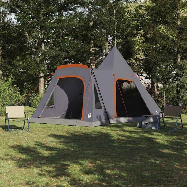 vidaXL Σκηνίτσα Teepee με στέγη Γκρι και Πορτοκαλί 545 x 450 x 295 εκ