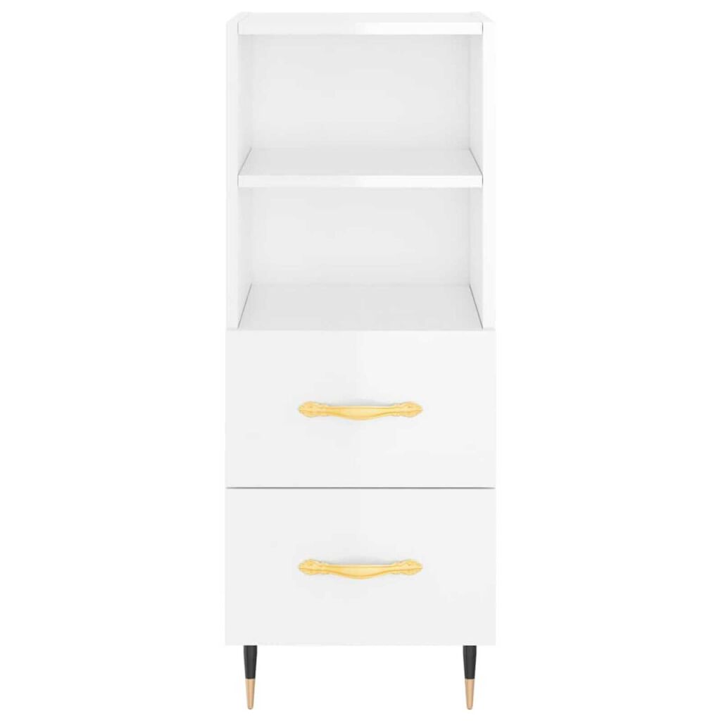 vidaXL Ντουλάπι Γυαλ. Λευκό 34,5 x 34 x 180 εκ. από Επεξεργασμένο Ξύλο