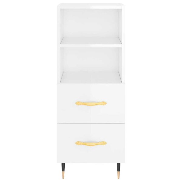 vidaXL Ντουλάπι Γυαλ. Λευκό 34,5 x 34 x 180 εκ. από Επεξεργασμένο Ξύλο