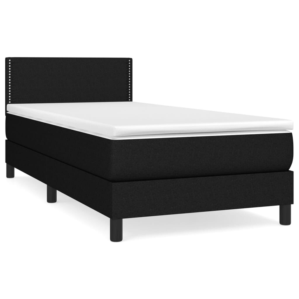 vidaXL Κρεβάτι Boxspring με Στρώμα Μαύρο 100 x 200 εκ. Υφασμάτινο
