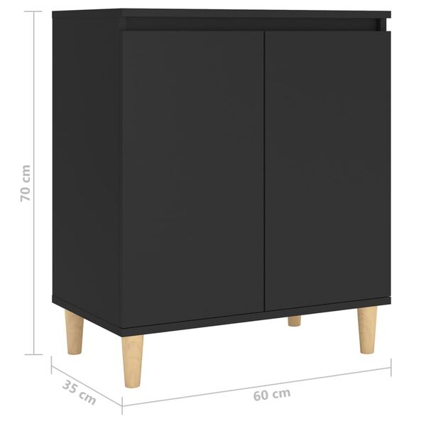 vidaXL Μπουφές Μαύρος 60 x 35 x 70 εκ. από Επεξ. Ξύλο με Ξύλινα Πόδια
