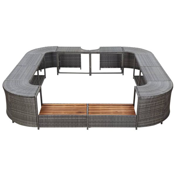 vidaXL Πλαίσιο Σπα/Υδρομασάζ Τετράγωνο Γκρι 268x268x55 εκ Συνθ. Ρατάν