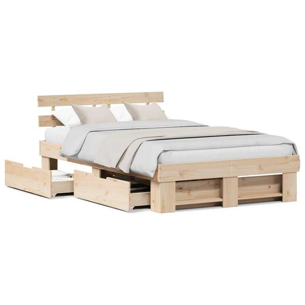 vidaXL Σκελετός Κρεβατιού Καφέ 120 x 190 cm Μασίφ ξύλο πεύκου