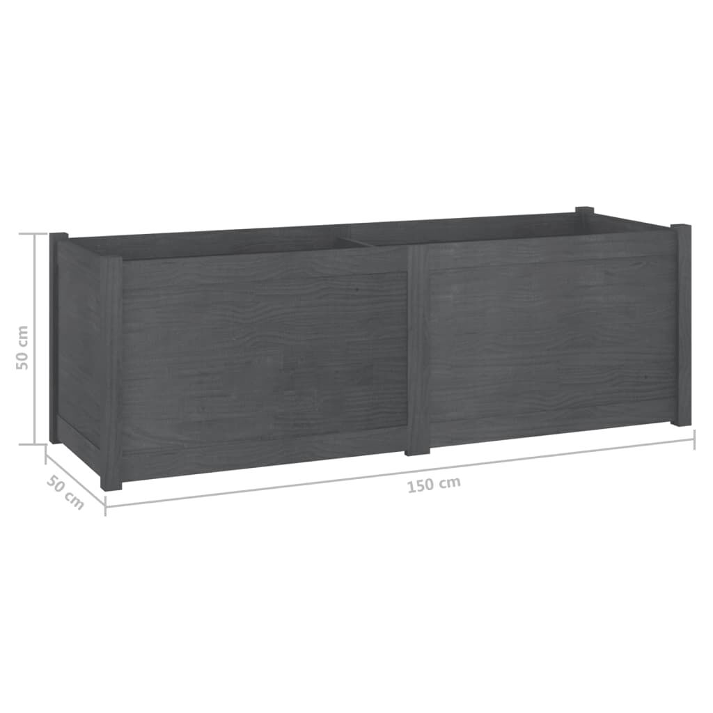 vidaXL Ζαρντινιέρα Κήπου Γκρι 150 x 50 x 50 εκ. από Μασίφ Ξύλο Πεύκου