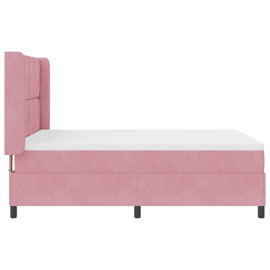 vidaXL Κρεβάτι Box Spring με Στρώμα Ροζ 140x200 εκ. Βελούδο