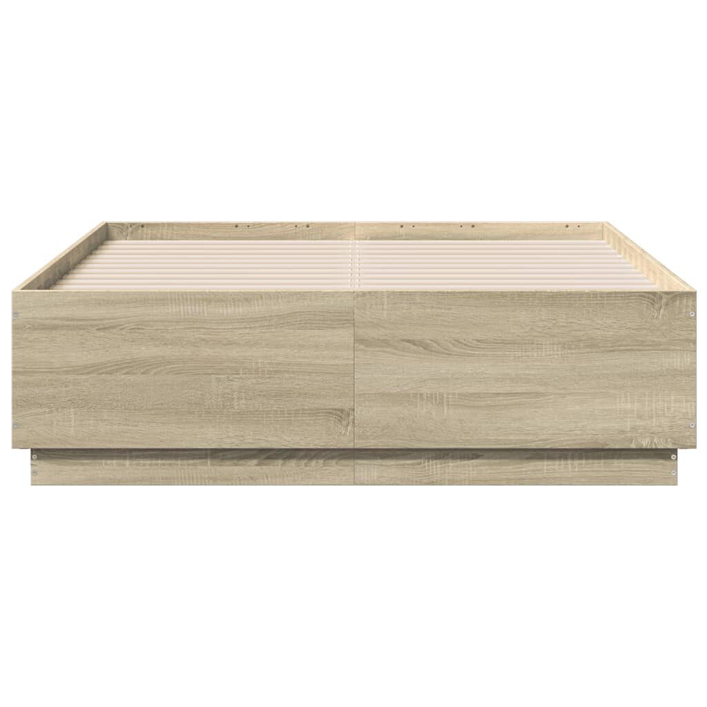 vidaXL Πλαίσιο Κρεβατιού Sonoma Δρυς 135x190 εκ. Επεξεργασμένο Ξύλο