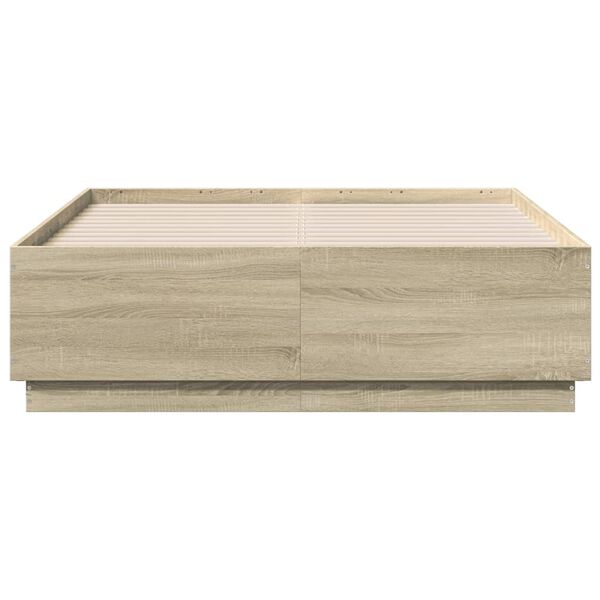 vidaXL Πλαίσιο Κρεβατιού Sonoma Δρυς 135x190 εκ. Επεξεργασμένο Ξύλο