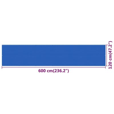 vidaXL Διαχωριστικό Βεράντας Μπλε 120 x 600 εκ. από HDPE