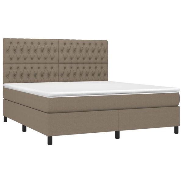 vidaXL &Kappa;&rho;&epsilon;&beta;ά&tau;&iota; Boxspring &mu;&epsilon; &Sigma;&tau;&rho;ώ&mu;&alpha; & LED Taupe 180x200 &epsilon;&kappa;. &Upsilon;&phi;&alpha;&sigma;&mu;ά&tau;&iota;&nu;&omicron;