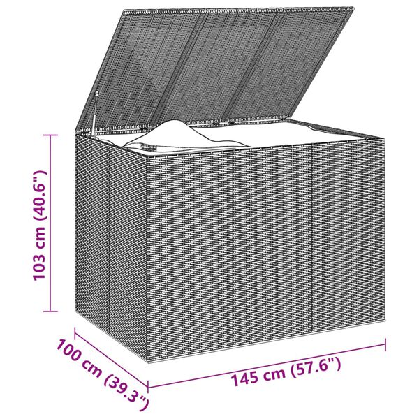vidaXL Κουτί Μαξιλαριού Κήπου Γκρι 145x100x103 εκ. Ρατάν Πολυαιθ.