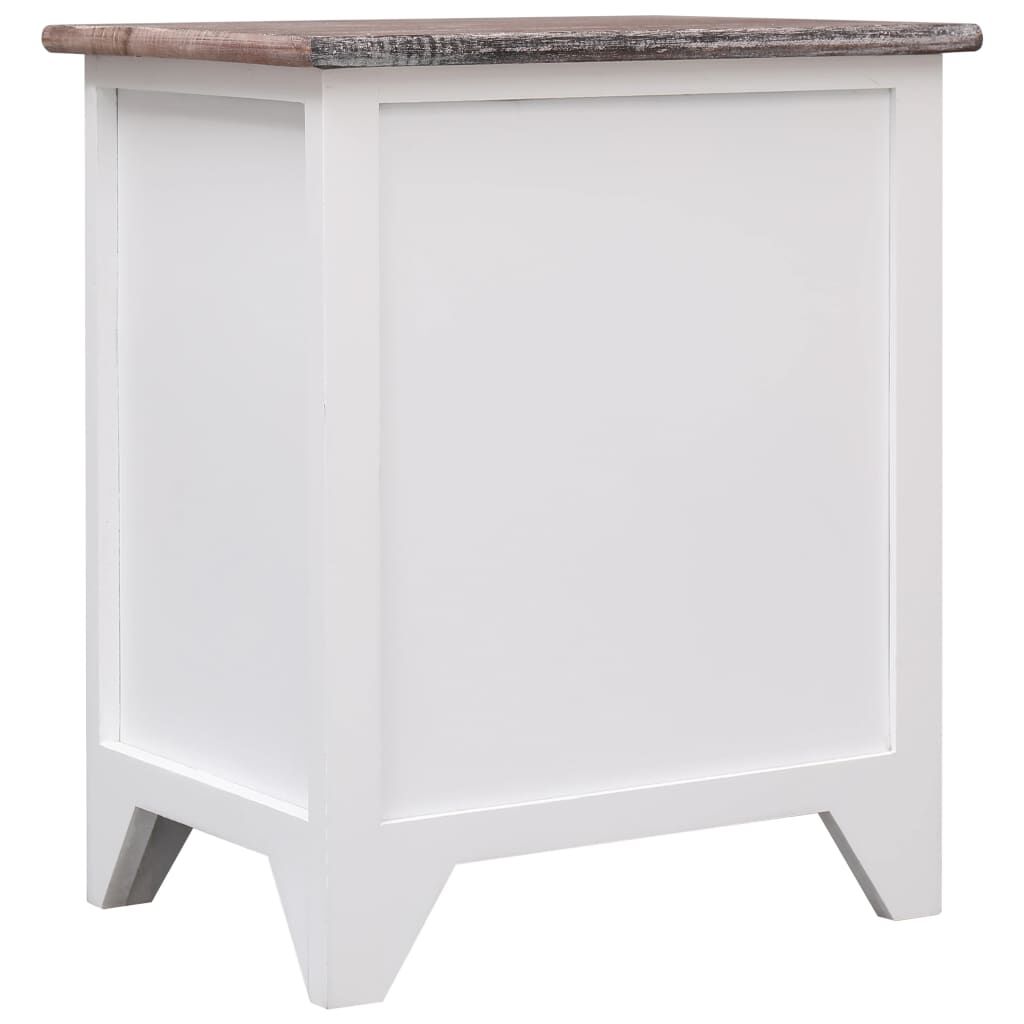 vidaXL Κομοδίνο Καφέ και Λευκό 38 x 28 x 45 εκ. από Ξύλο Παυλώνιας
