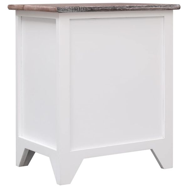 vidaXL Κομοδίνο Καφέ και Λευκό 38 x 28 x 45 εκ. από Ξύλο Παυλώνιας