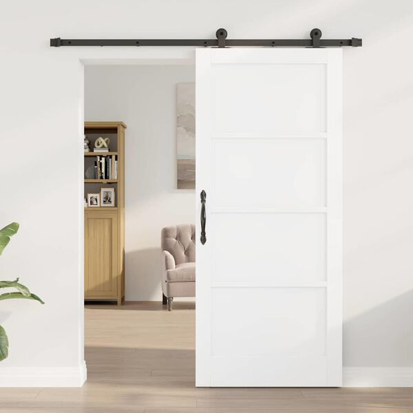 vidaXL Σετ Συρόμενης Πόρτας Λευκό και μαύρο 86 x 198.5 cm