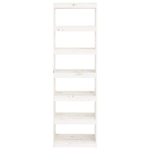 vidaXL Βιβλιοθήκη/Διαχωριστικό Χώρου Λευκή 60x30x199,5 εκ. Μασίφ Πεύκο