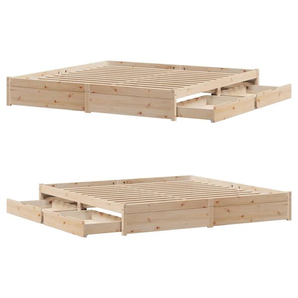 vidaXL Σκελετός Κρεβατιού Χωρίς Στρώμα 180x200 εκ Μασίφ Ξύλο Πεύκου