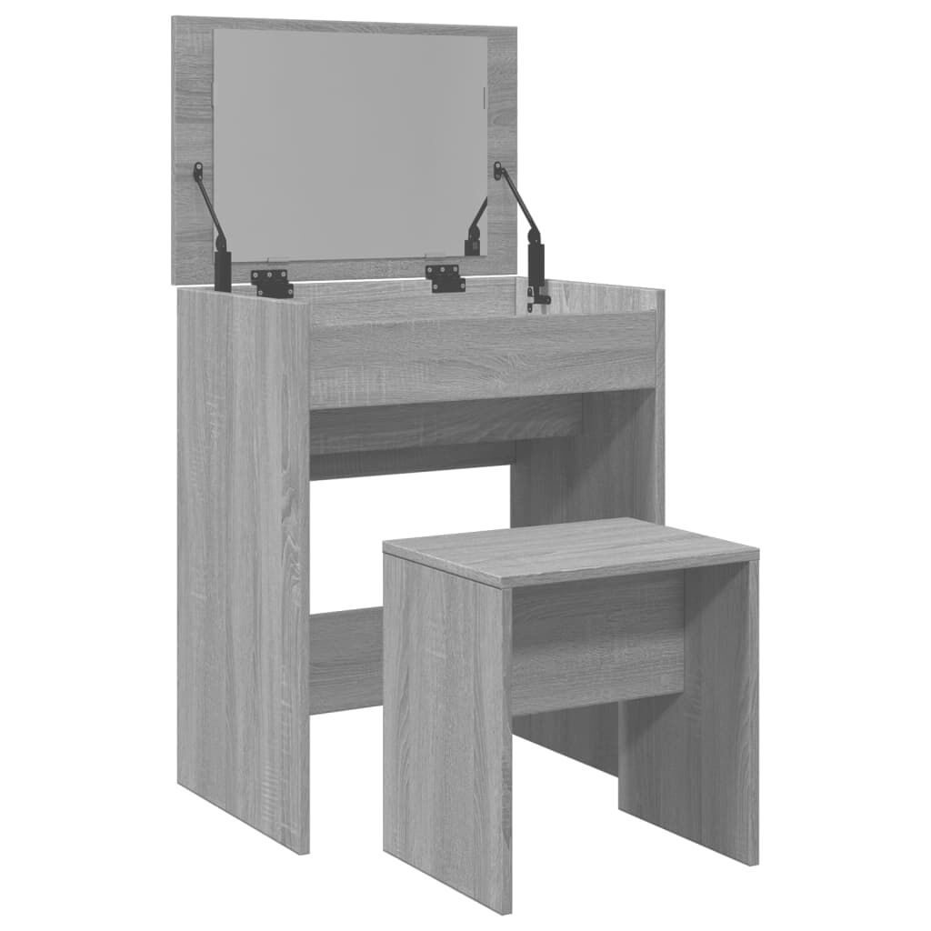 vidaXL Μπουντουάρ και Σκαμπό Γκρι Sonoma 60 x 40 x 113,5 εκ.