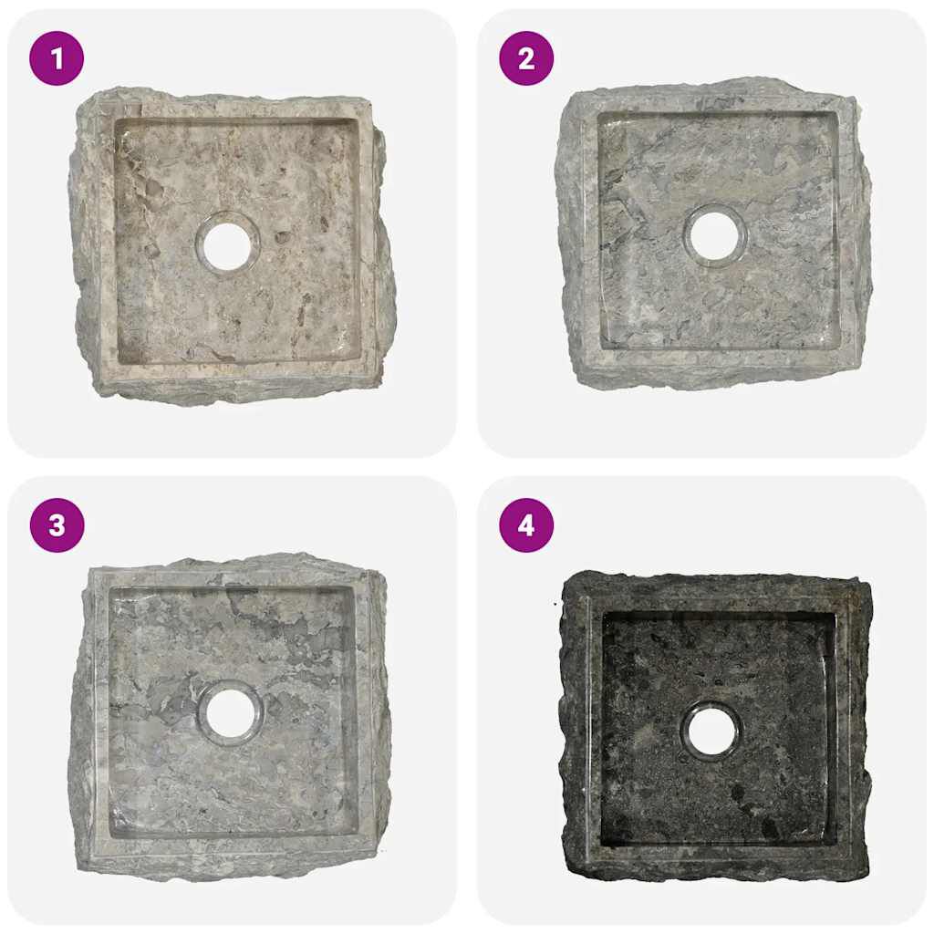 vidaXL Νιπτήρας Γκρι 30 x 30 x 13 εκ. Μαρμάρινος