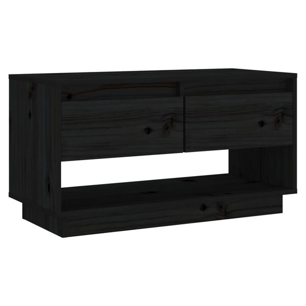 vidaXL Έπιπλο Τηλεόρασης Μαύρο 74 x 34 x 40 εκ. από Μασίφ Ξύλο Πεύκου