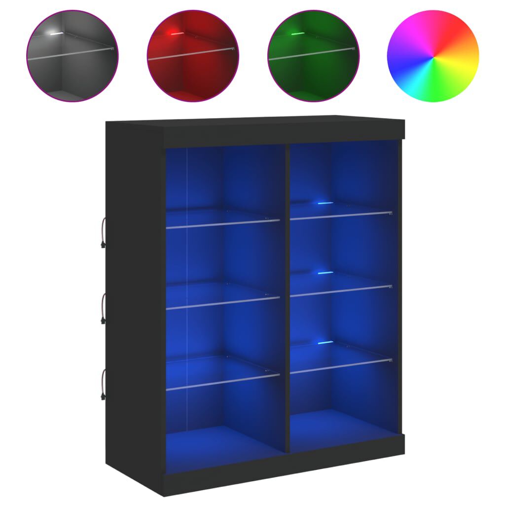 vidaXL Μπουφές με Φώτα LED Μαύρος 81 x 37 x 100 εκ.