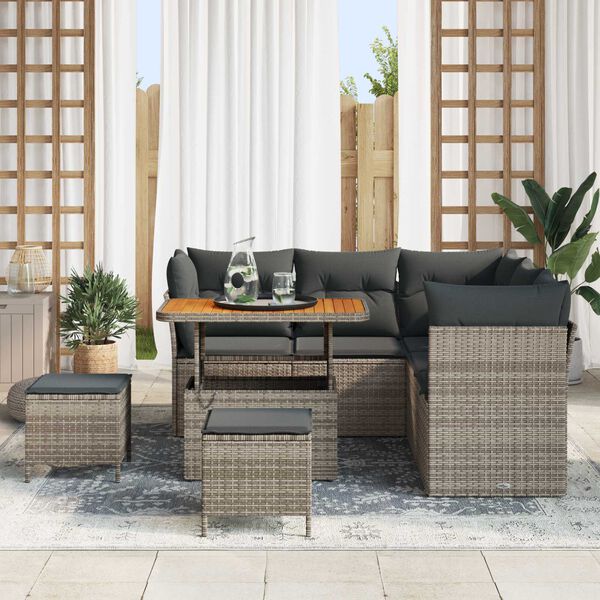 vidaXL Σετ Καναπέ Κήπου 8 pcs Γκρι συνθετικό ρατάν