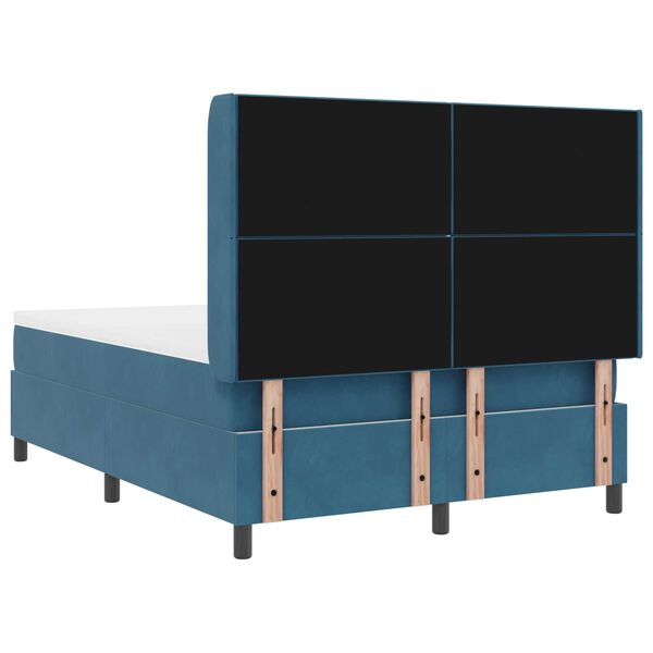 Κρεβάτι Box Spring με Στρώμα vidaXL Σκούρο Μπλε 140x190 εκ. Βελούδο
