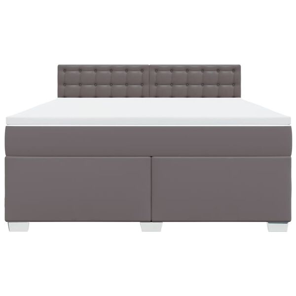 vidaXL Κρεβάτι Boxspring με Στρώμα Γκρι 180x200 εκ. Συνθετικό Δέρμα