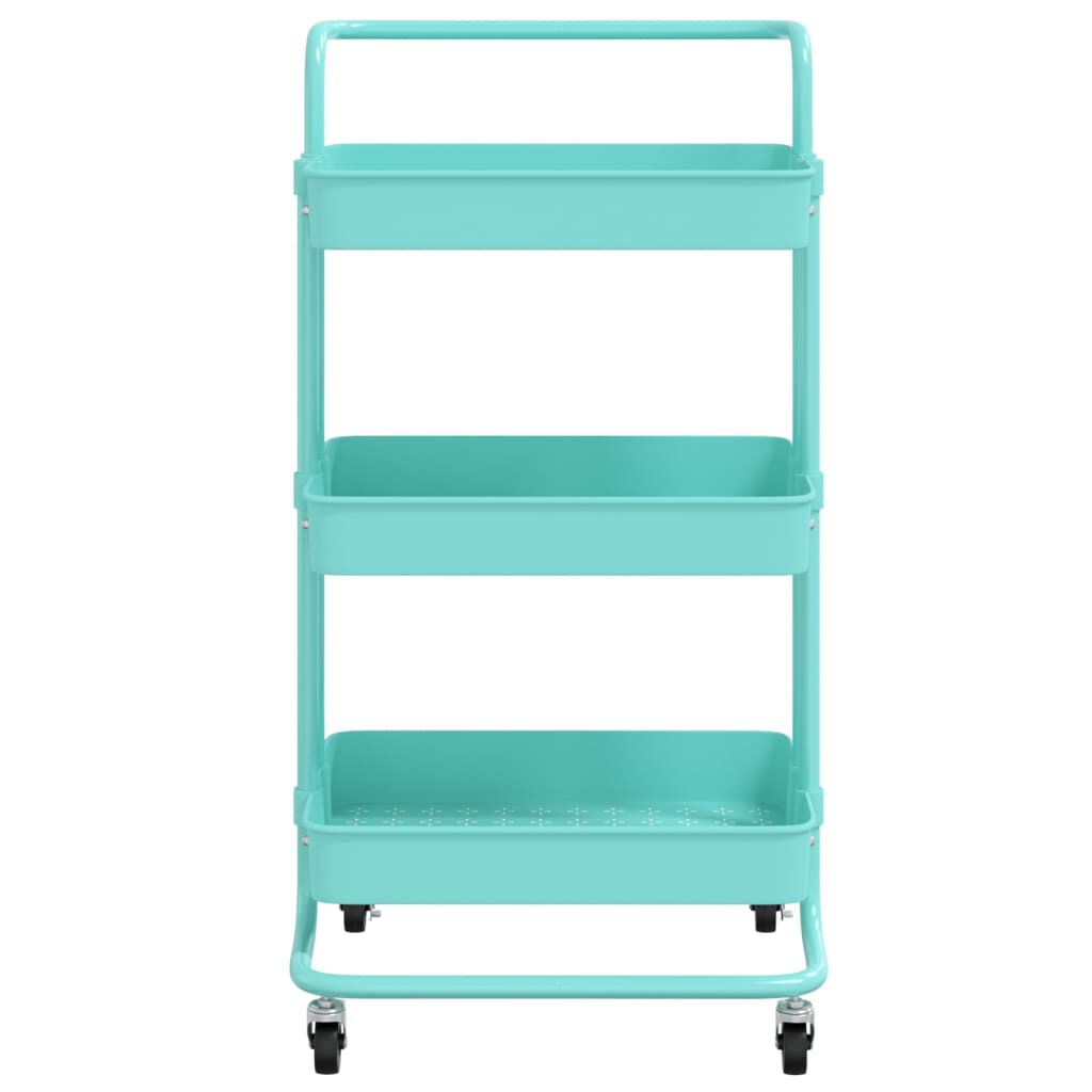 vidaXL Τρόλεϊ Κουζίνας 3 Επιπέδων Τιρκουάζ 42 x 35 x 85 εκ. Σίδερο/ABS
