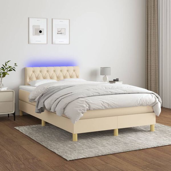 vidaXL &Kappa;&rho;&epsilon;&beta;ά&tau;&iota; Boxspring &mu;&epsilon; &Sigma;&tau;&rho;ώ&mu;&alpha; & LED &Kappa;&rho;&epsilon;&mu; 120x200 &epsilon;&kappa;. &Upsilon;&phi;&alpha;&sigma;&mu;ά&tau;&iota;&nu;&omicron;