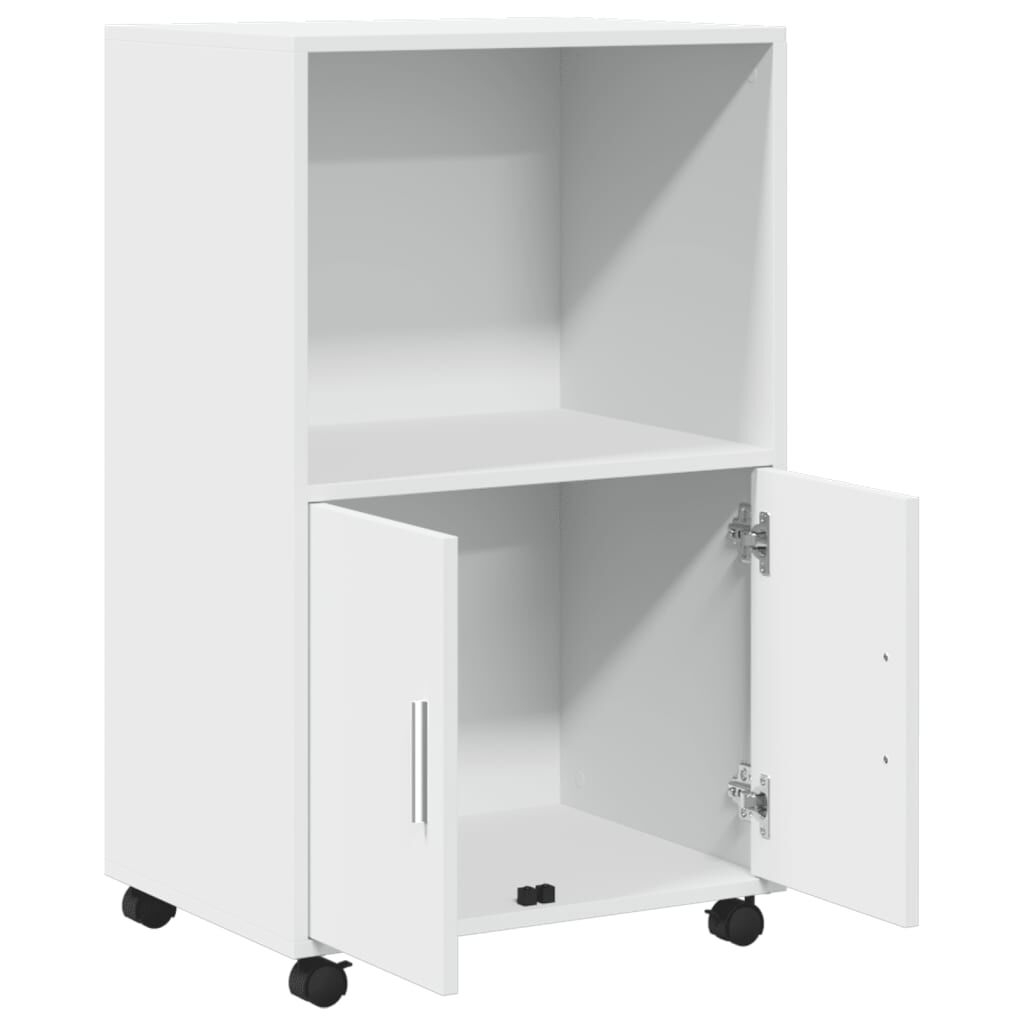 vidaXL Ντουλάπι Τροχήλατο Λευκό 55x40x91 εκ. από Επεξεργασμένο Ξύλο
