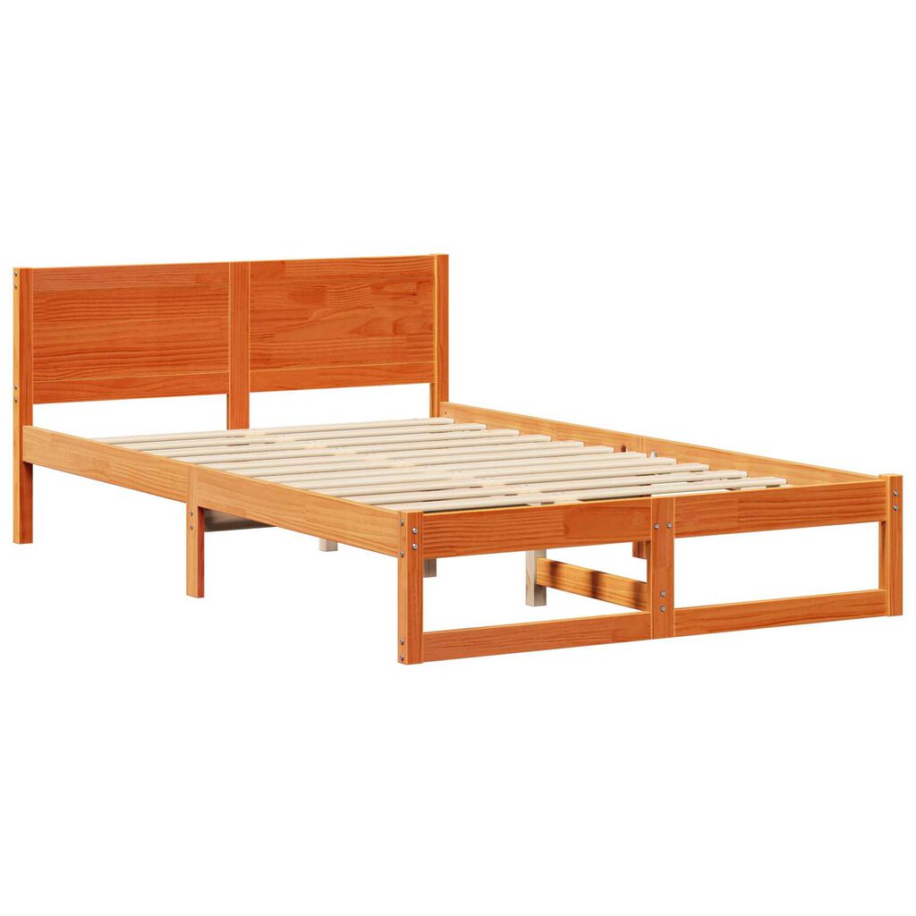 vidaXL Σκελετός Κρεβατιού Καφέ 140 x 190 cm Μασίφ ξύλο πεύκου