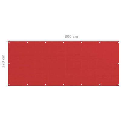 vidaXL Διαχωριστικό Βεράντας Κόκκινο 120 x 300 εκ. από HDPE