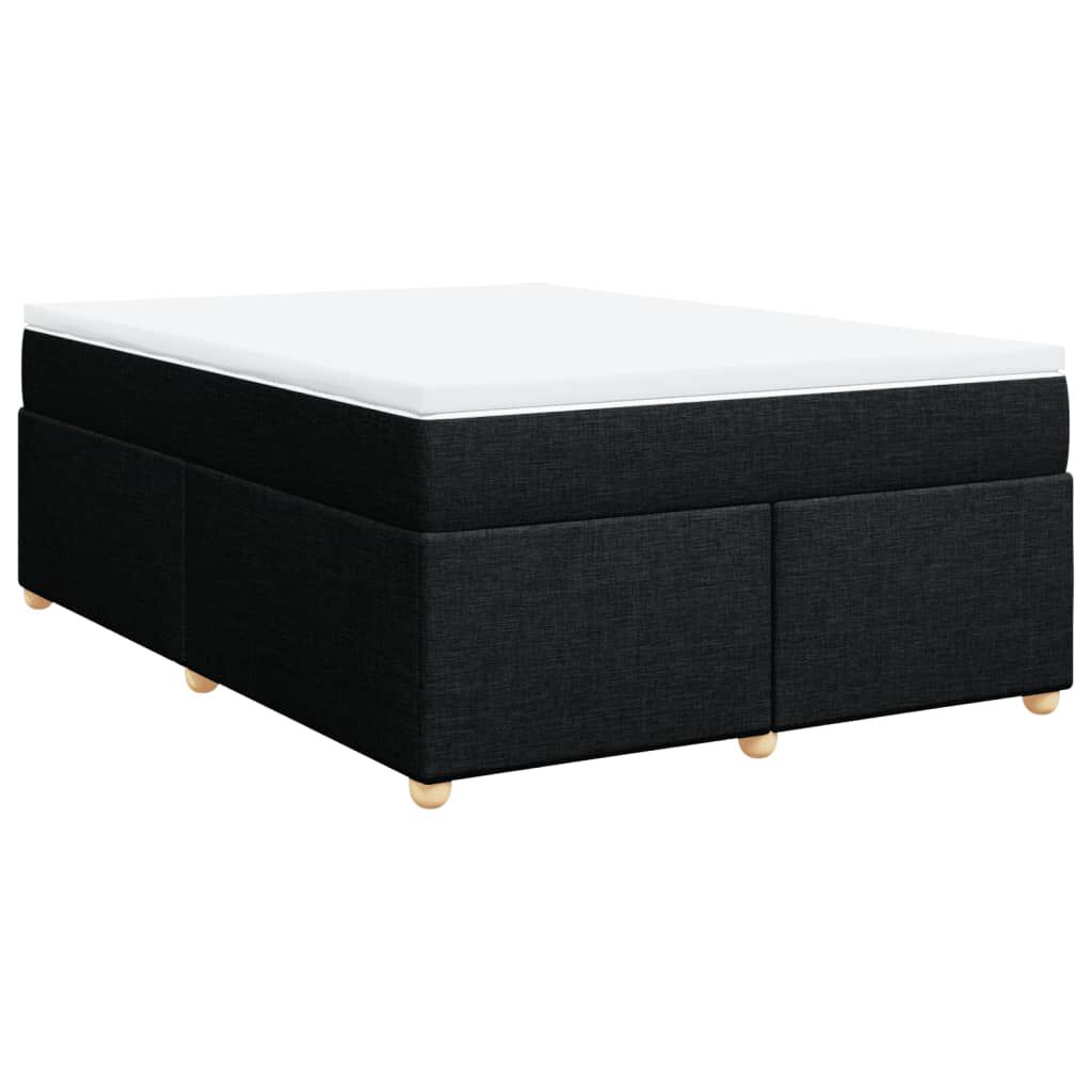 vidaXL Κρεβάτι Boxspring με Στρώμα Μαύρο 140x190 εκ. Υφασμάτινο