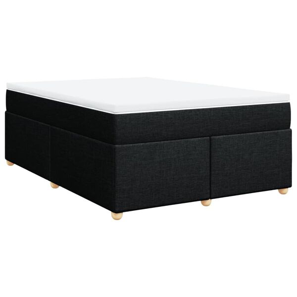 vidaXL Κρεβάτι Boxspring με Στρώμα Μαύρο 140x190 εκ. Υφασμάτινο