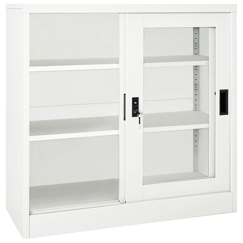 vidaXL Ντουλάπι με Συρόμενη Πόρτα Λευκό 90 x 40 x 90 εκ. Ατσάλινο