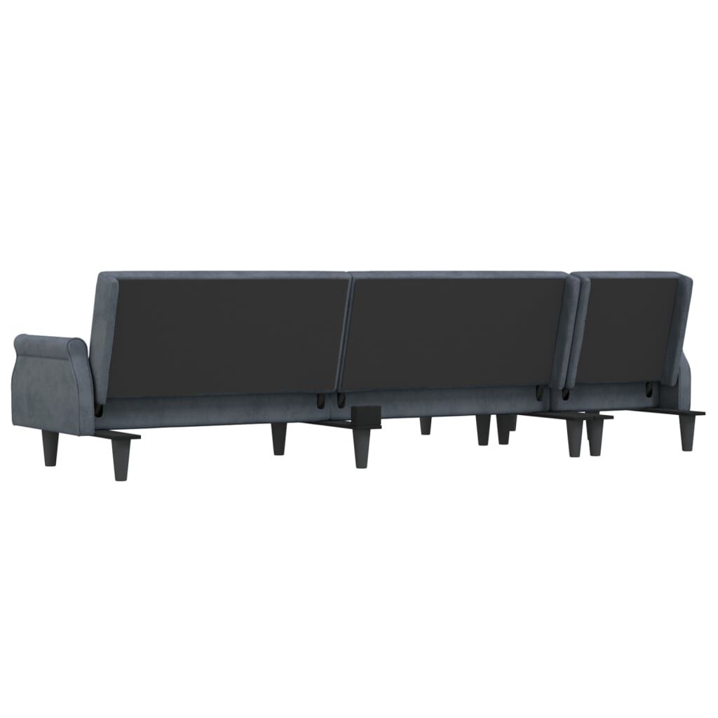 vidaXL Καναπές Κρεβάτι Γωνιακός Σκ. Γκρι 271 x 140 x 70 εκ. Βελούδινος