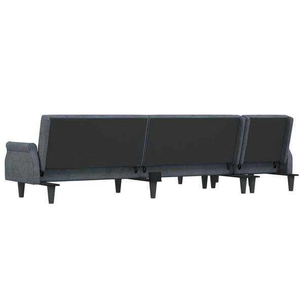 vidaXL Καναπές Κρεβάτι Γωνιακός Σκ. Γκρι 271 x 140 x 70 εκ. Βελούδινος