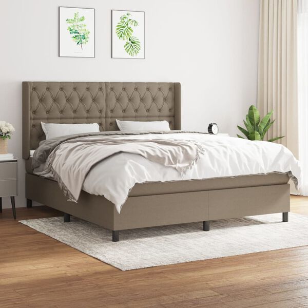 vidaXL &Kappa;&rho;&epsilon;&beta;ά&tau;&iota; Boxspring &mu;&epsilon; &Sigma;&tau;&rho;ώ&mu;&alpha; Taupe 160x200 &epsilon;&kappa;. &Upsilon;&phi;&alpha;&sigma;&mu;ά&tau;&iota;&nu;&omicron;